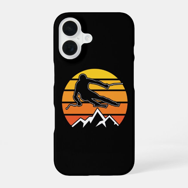 Retro Skiing iPhone 16 Case (Back)
