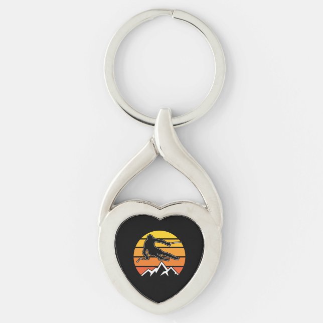 Retro Skiing Key Ring (Front)