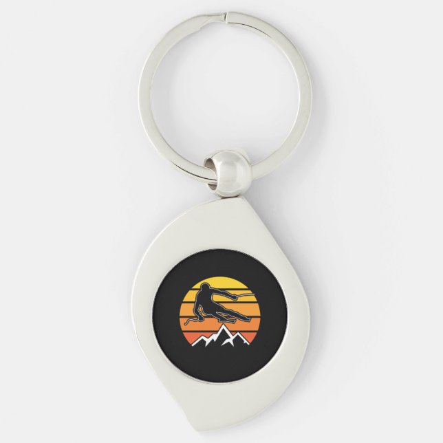 Retro Skiing Key Ring (Front)