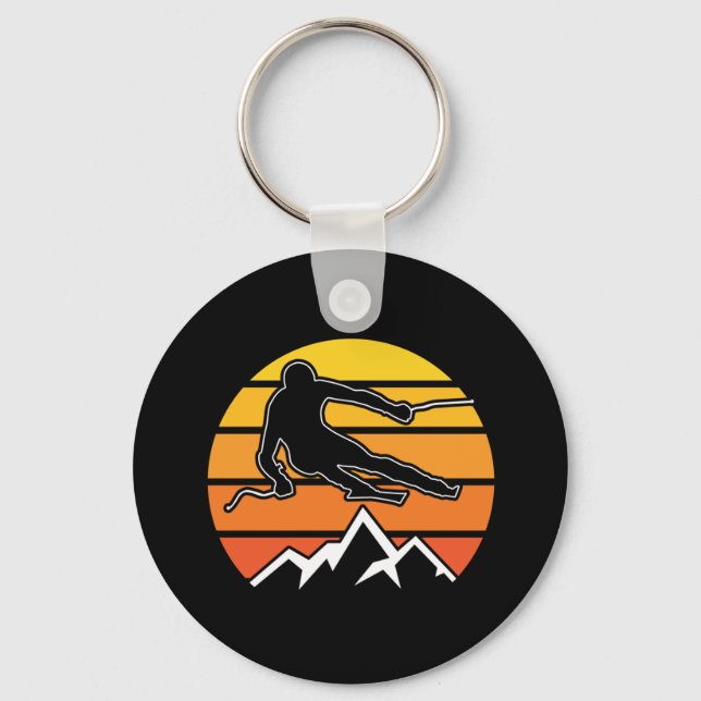 Retro Skiing Key Ring (Front)
