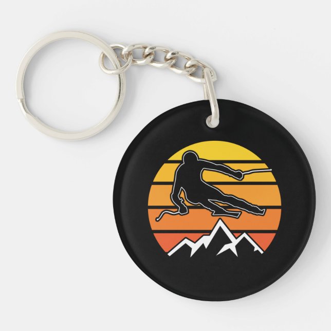 Retro Skiing Key Ring (Front)