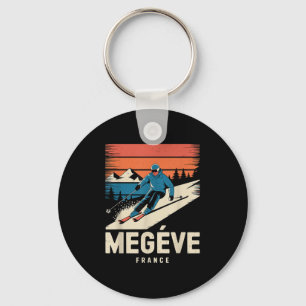 Retro Skiing Megève France, Vintage French Ski Res Key Ring