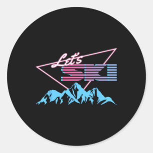 Retro Skiing Mountains 80s Ski Resort Vintage Ski Classic Round Sticker