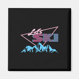 Retro Skiing Mountains 80s Ski Resort Vintage Ski Magnet