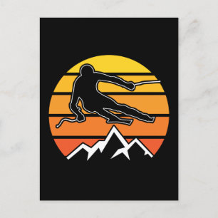 Retro Skiing Postcard