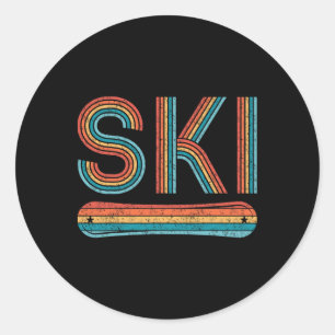 Retro Skiing Shirt For Men Women Vintage Snowboard Classic Round Sticker