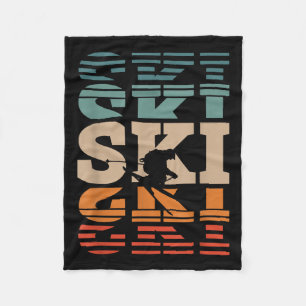 Retro Skiing Ski _1 Fleece Blanket