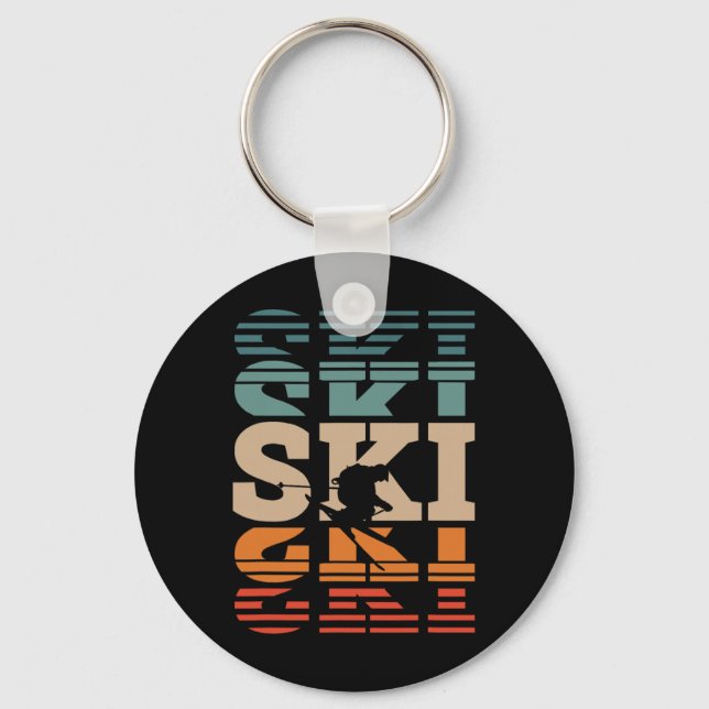 Retro Skiing Ski _1  Key Ring (Front)