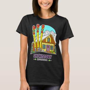 Retro skiing ski history museum and mountain cabin T-Shirt