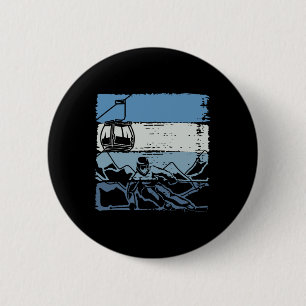 Retro Skiing Skier Ski Instructor Winter Sports Sk 6 Cm Round Badge