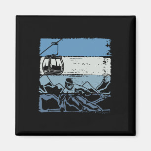 Retro Skiing Skier Ski Instructor Winter Sports Sk Magnet
