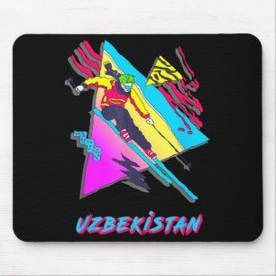 Retro skiing style uzbekistan adventure ski skier mouse pad