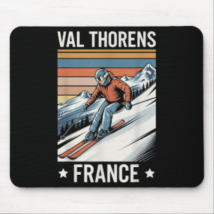 Retro Skiing Val Thorens France, French Ski Resort Mouse Pad