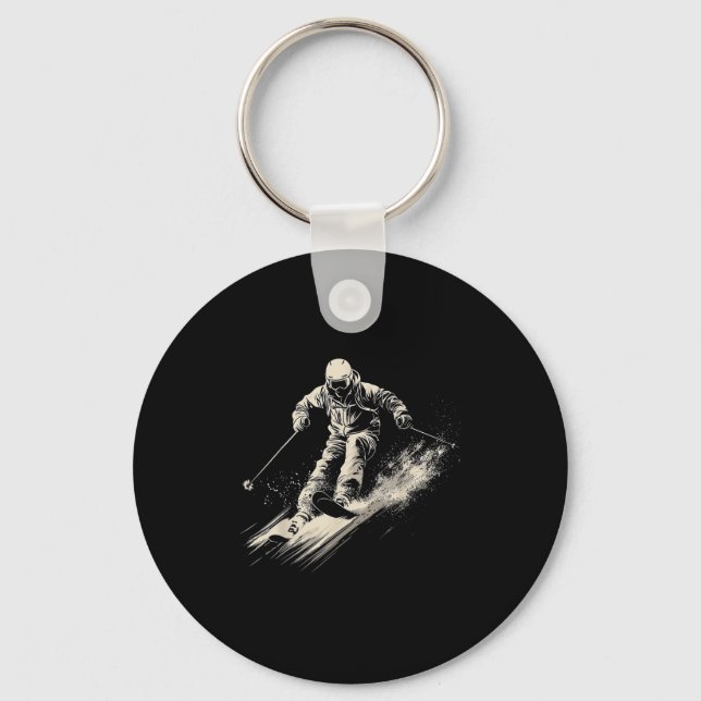 Retro Skiing Vector  Key Ring (Front)