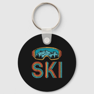 Retro skiing vintage 80s 90s snowboarding skiers key ring