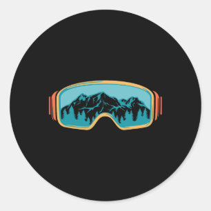 Retro Skiing Vintage 80s 90s Snowboarding Skiers M Classic Round Sticker