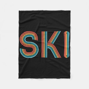Retro Skiing Vintage 80s 90s Snowboarding Skiers M Fleece Blanket