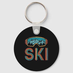Retro Skiing Vintage 80s 90s Snowboarding Skiers M Key Ring
