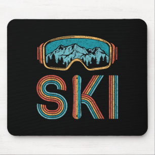 Retro Skiing Vintage 80s 90s Snowboarding Skiers M Mouse Pad