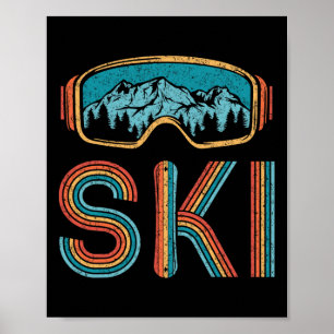 Retro Skiing Vintage 80s 90s Snowboarding Skiers M Poster