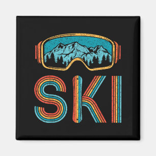 Retro skiing vintage 80s 90s snowboarding skiers magnet