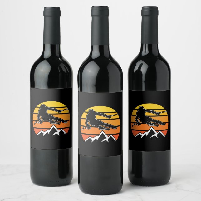 Retro Skiing Wine Label (Bottles)