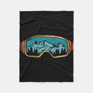 Retro Skiing Winter Sport Shirt For Men Women Snow Fleece Blanket