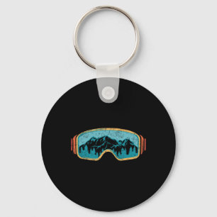 Retro Skiing Winter Sport Shirt For Men Women Snow Key Ring