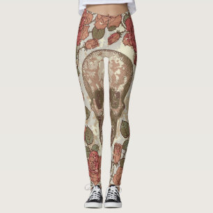 Retro Skulls and Roses Ornament Leggings