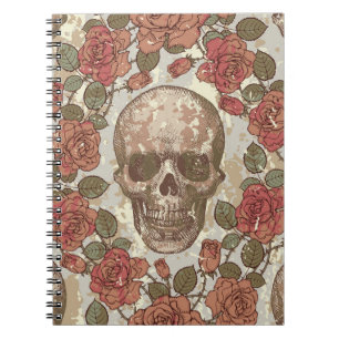 Retro Skulls and Roses Ornament Notebook