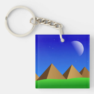Retro Sky and Pyramids Key Ring