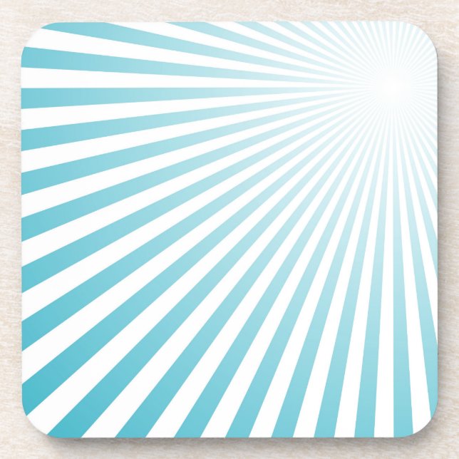 Retro Sky blue Sun Rays Background Coaster (Front)