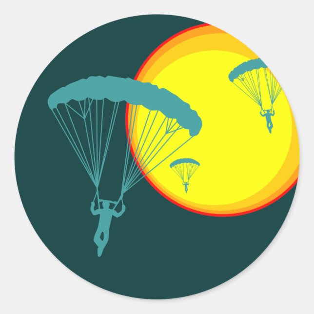 retro sky divers classic round sticker (Front)