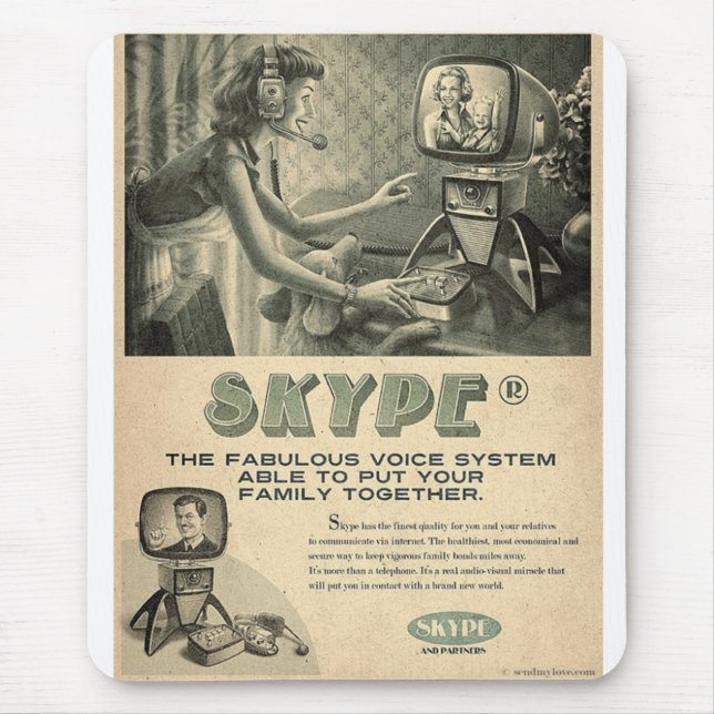 Retro Skype Social Media Ad by Send My Love Mouse Pad (Front)
