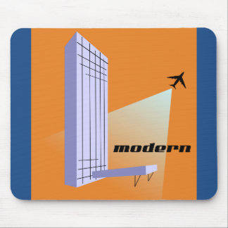 Retro Skyscraper and Aeroplane Mouse Pad