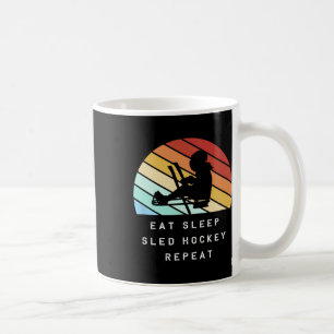 Retro Sled Hockey Player Silhouette Eat Sleep Hock Coffee Mug