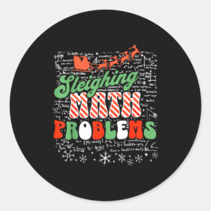 Retro Sleighing Math Problems Santa Math Teacher C Classic Round Sticker