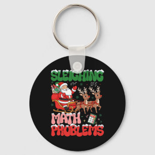 Retro Sleighing Math Problems Santa Math Teacher C Key Ring