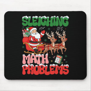 Retro Sleighing Math Problems Santa Math Teacher C Mouse Pad