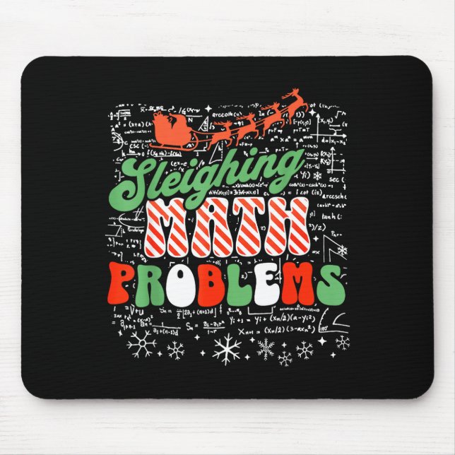 Retro Sleighing Math Problems Santa Math Teacher C Mouse Pad (Front)