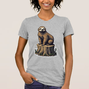Retro Sloth Engraving Wildlife Shirt (3)