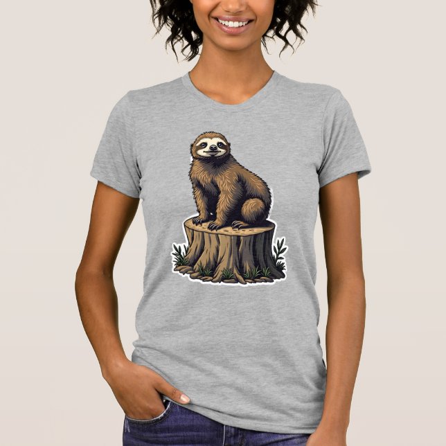 Retro Sloth Engraving Wildlife Shirt (3) (Front)