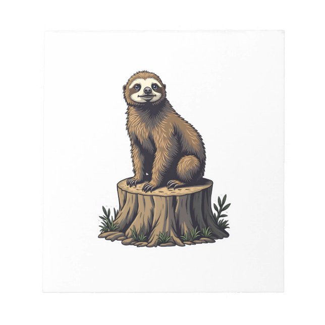 Retro Sloth Engraving Wildlife Shirt (3) Notepad (Front)