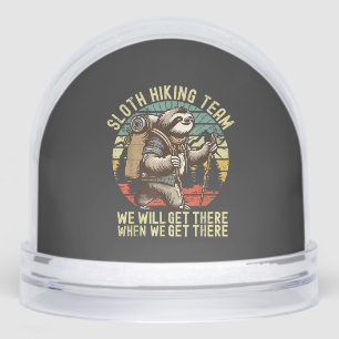 Retro Sloth Hiking Team We'll get There When we ge Snowglobe