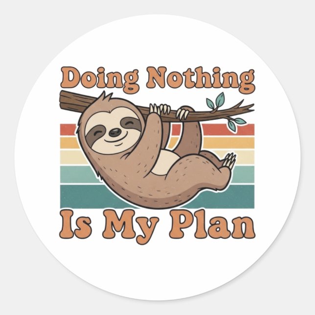 Retro Sloth Lazy Quote Vinyl Sticker (Front)