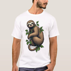 Retro Sloth Line Art Vintage Tee (4)