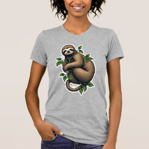 Retro Sloth Line Art Vintage Tee (4)