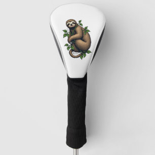 Retro Sloth Line Art Vintage Tee (4) Golf Head Cover