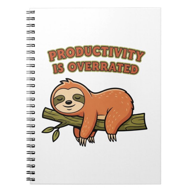 Retro Sloth Productivity Is Overrated Lined Notebo Notebook (Front)