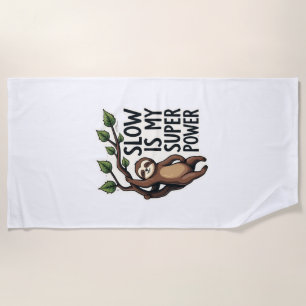 Retro Sloth Quote Shirt Funny Slow Life Vintage Te Beach Towel